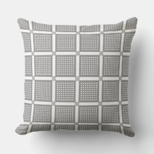 Coussin Motif géométrique à carreaux gris et blanc