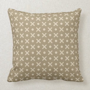 Coussin Motif géométrique à pois et croix beige