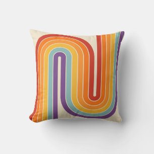 Coussin Motif géométrique à rayures arquées de style rétro