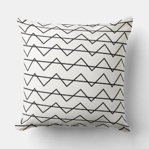 Coussin Motif géométrique à rayures Chevron noir et blanc
