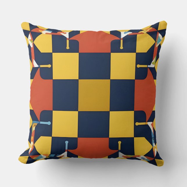 Coussin Motif Géométrique Abstrait avec Flèches (Recto)