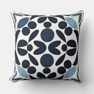 Coussin Motif géométrique abstrait bleu et blanc