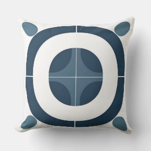 Coussin Motif géométrique abstrait bleu et blanc