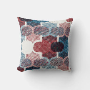 Coussin Motif géométrique abstrait en bl rouge plat
