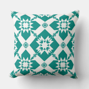 Coussin Motif Géométrique Abstrait en Blanc et Vert