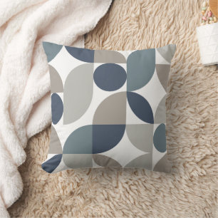 Coussin Motif géométrique abstrait gris bleu marine