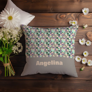Coussin Motif géométrique abstrait lavande verte beige