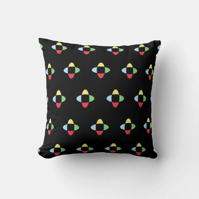 Coussin Motif géométrique Abstrait multicolore sur noir (Recto)