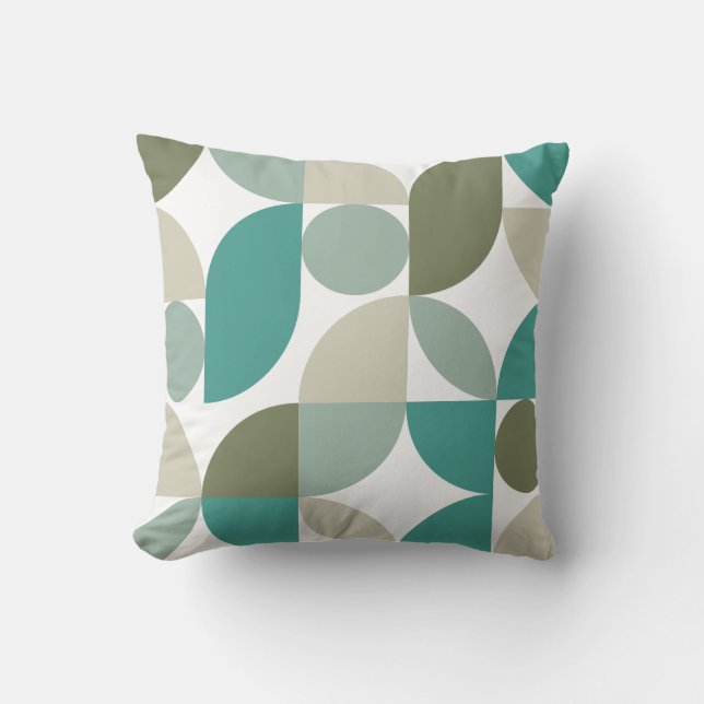 Coussin Motif géométrique abstrait vert sarcelle (Recto)