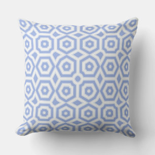 Coussin Motif géométrique art déco bleu clair et blanc