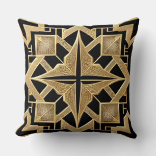 Coussin Motif Géométrique Art Déco Doré