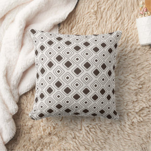 Coussin Motif géométrique aztèque tribal bohème doux neutr