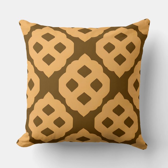 Coussin Motif géométrique beige et Brown (Recto)