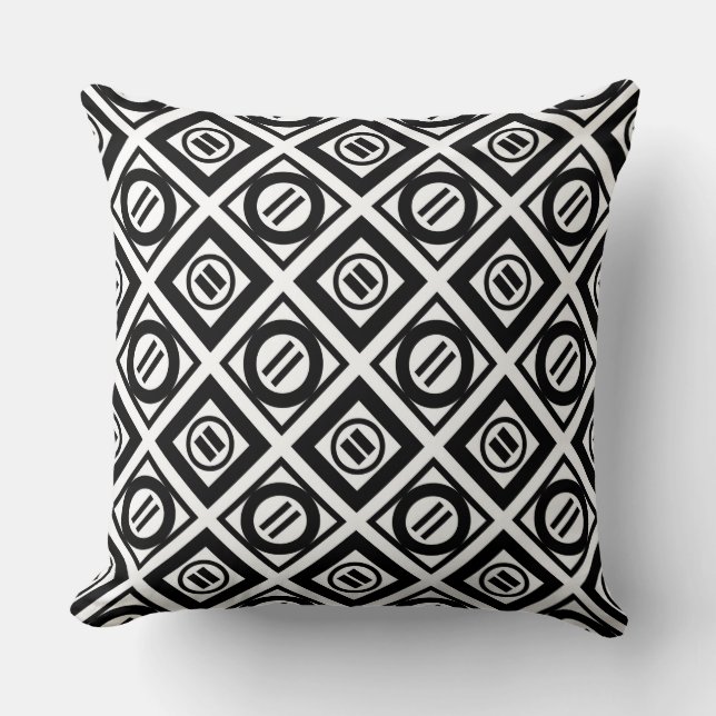 Coussin Motif géométrique Black Equal Sign en blanc (Recto)