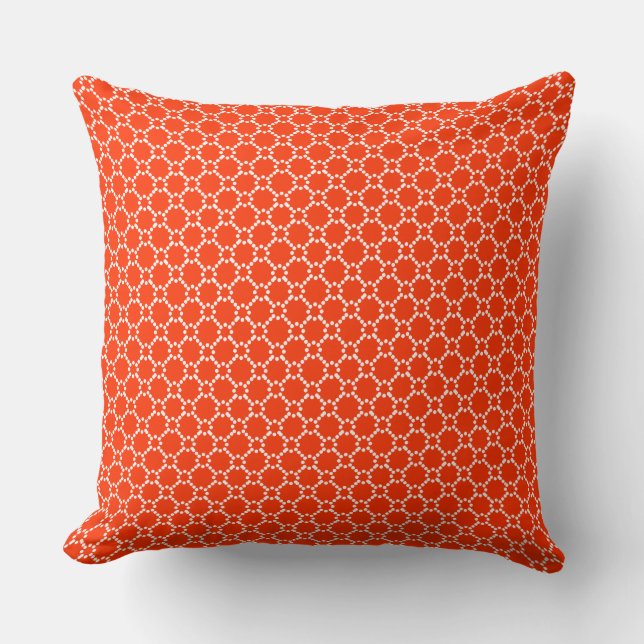 Coussin Motif Géométrique Blanc Et Orange (Recto)