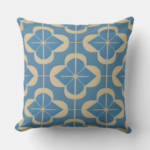 Coussin Motif géométrique bleu avec mosaïque rétro