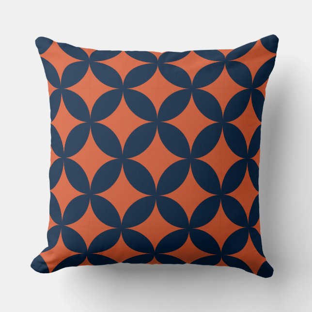 Coussin Motif géométrique bleu orange (Recto)