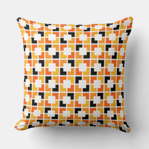 Coussin Motif géométrique Carré orange jaune