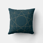 Coussin Motif géométrique circulaire sarcelle et or (Verso)