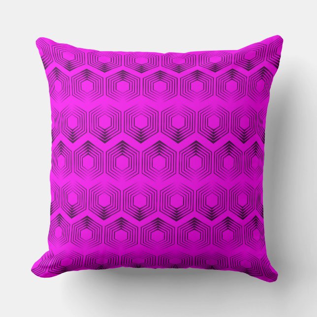 Coussin motif géométrique couleur fuchsia (Recto)
