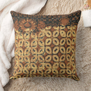 Coussin Motif géométrique de batik de grain de café vintag