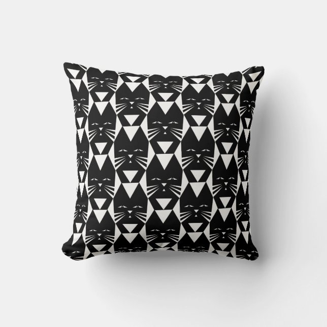Coussin Motif géométrique de chat noir (Recto)