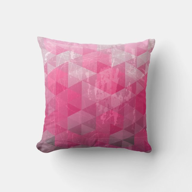 Coussin Motif géométrique de Grunge en relief rose (Recto)