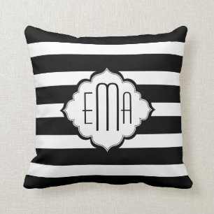 Coussin Motif géométrique des bandes noires et blanches