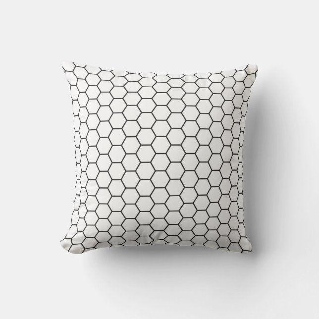 Coussin Motif géométrique d'hexagone noir et blanc (Recto)