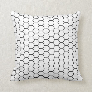 Coussin Motif géométrique d'hexagone noir et blanc
