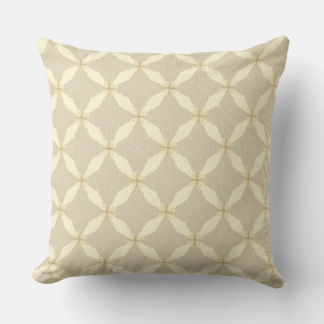 Coussin Motif géométrique diamant beige rustique (Recto)