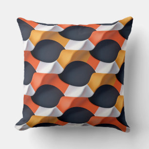Coussin Motif géométrique d'onde 3D moderne en couleurs vi