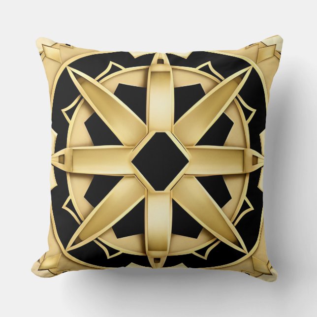 Coussin Motif géométrique doré Art Déco (Recto)