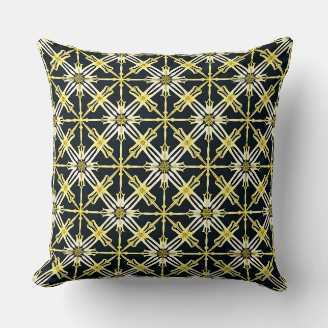 Coussin Motif géométrique doré et blanc (Recto)