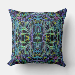 Coussin Motif géométrique en laiton bleu