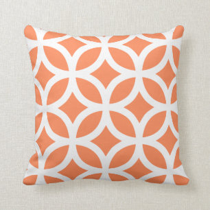 Coussin Motif géométrique en Nectarine Orange