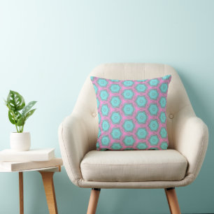 Coussin Motif géométrique en rotation hexagonale rose et a