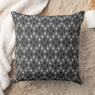 Coussin motif géométrique fin gris noir et blanc