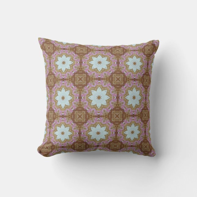 Coussin Motif géométrique Fleur bleue (Recto)