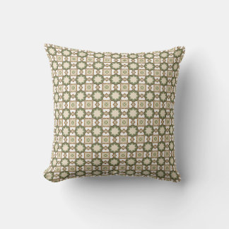 Coussin Motif géométrique floral vert olive vintage