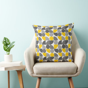 Coussin Motif géométrique gris-jaune Répétition moderne