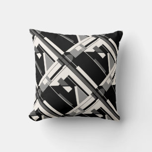 Coussin Motif géométrique gris noir blanc diagonal