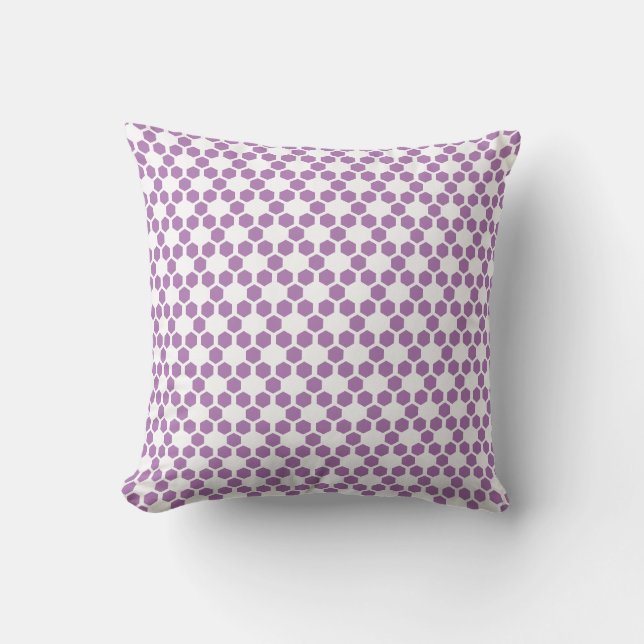 Coussin Motif géométrique hexagonal blanc et violet lavand (Recto)