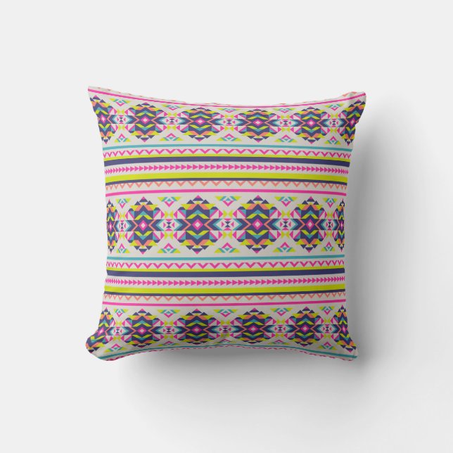 Coussin Motif géométrique inspiré par Aztec coloré (Recto)