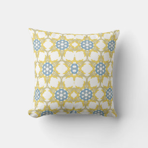 Coussin Motif Géométrique Jaune, Blanc Et Bleu.