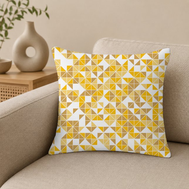 Coussin Motif géométrique jaune doré moderne (Créateur téléchargé)