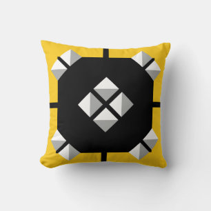 Coussin Motif géométrique jaune noir et gris