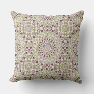 Coussin Motif géométrique mandala violet et olive