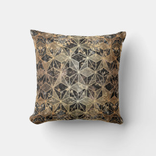 Coussin Motif géométrique marbre et or