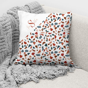 Coussin Motif géométrique marron Monogramme Moderne